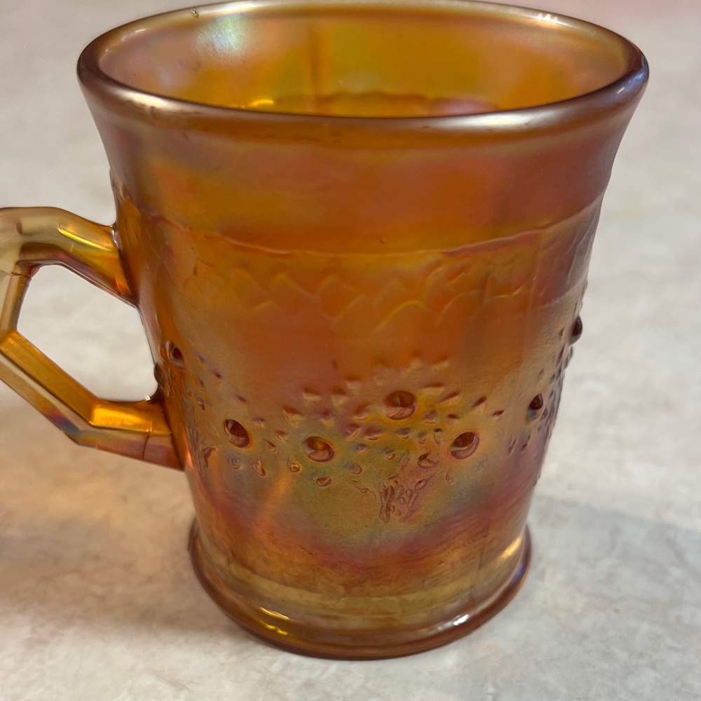 Antique Fenton carnival glass mug